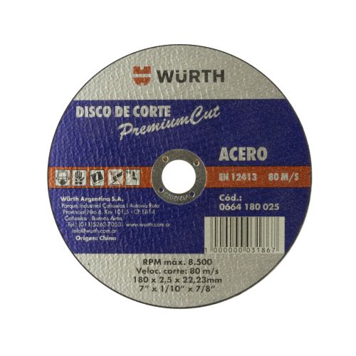 DISCO DE CORTE PREMIUM  180X2,5X22,2